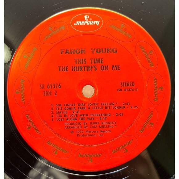 Faron Young This Time the Hurtin's On Me Country Vinyl LP 1972 Mercury 61376 VG+ - Picture 3 of 6